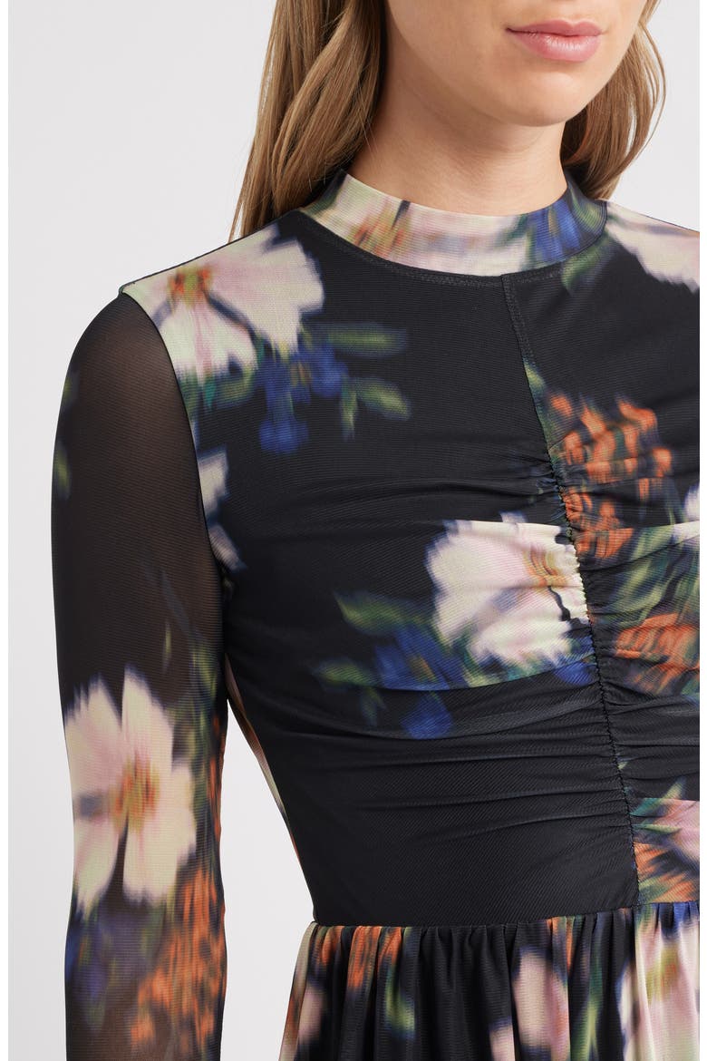Tiered Ruffle Floral Print Long Sleeve Dress, Alternate, color, BLURRED FLOATING FLORA