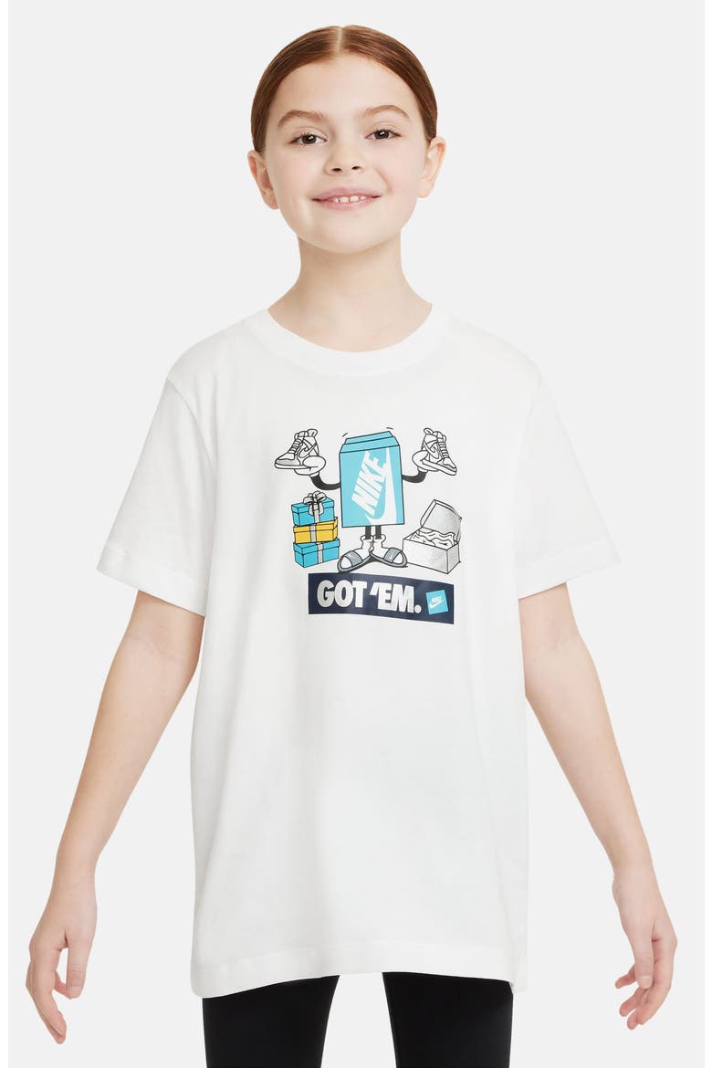 Kids' Sportswear Cotton Graphic T-Shirt, Main, color, WHITE