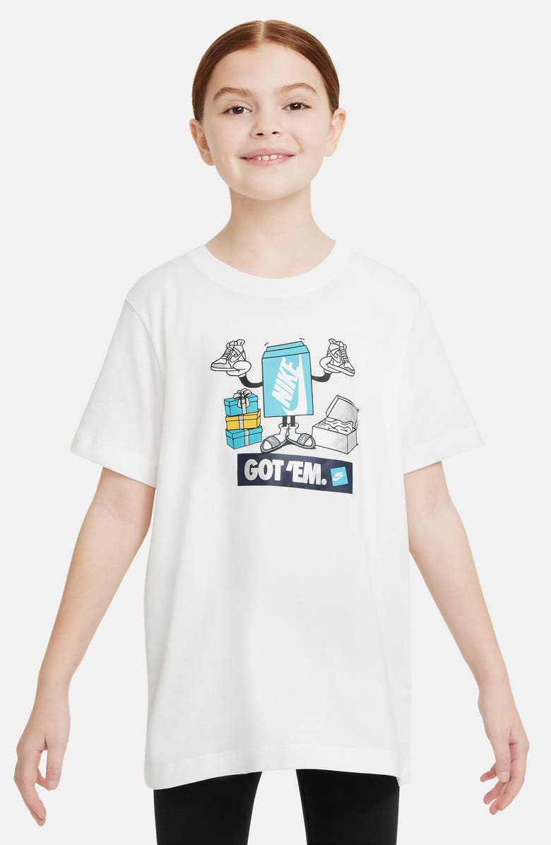 Nike Kids' Sportswear Cotton Graphic T-Shirt, Main, color, White