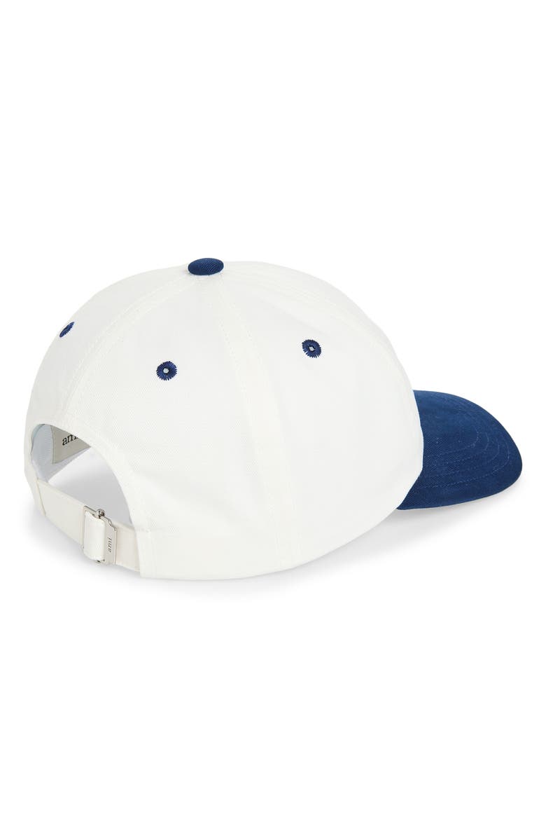 AMI PARIS Bicolor Logo Embroidered Adjustable Baseball Cap, Alternate, color, Encre/ Blanc Creme
