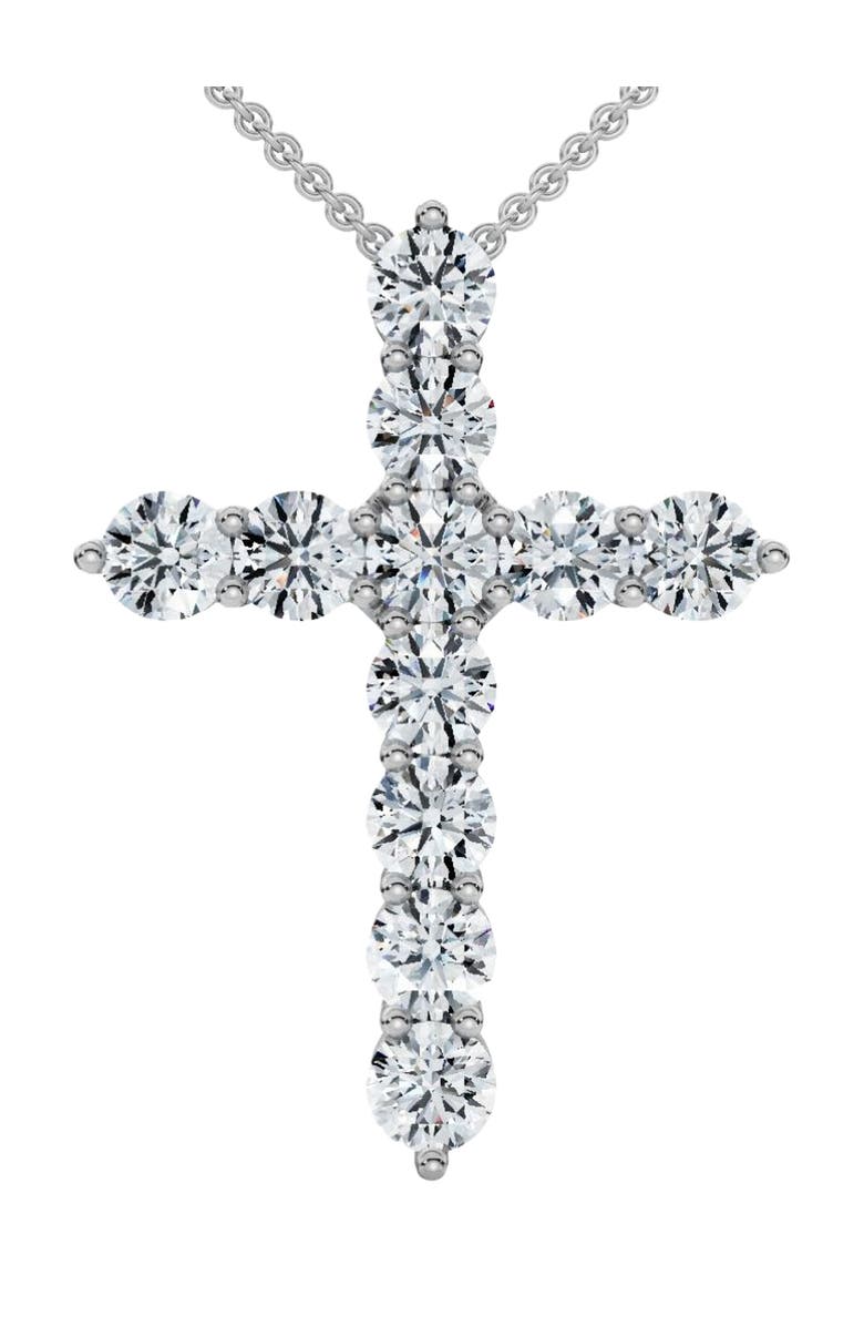 Bliss Diamond 1.25Ct Diamond Cross 14k Gold 18" Necklace 1" Tall Lab Grown, Main, color, White Gold