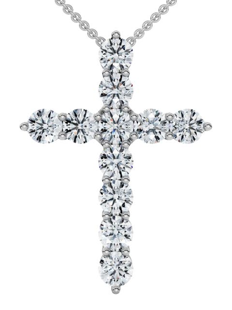1.25Ct Diamond Cross 14k Gold 18" Necklace 1" Tall Lab Grown