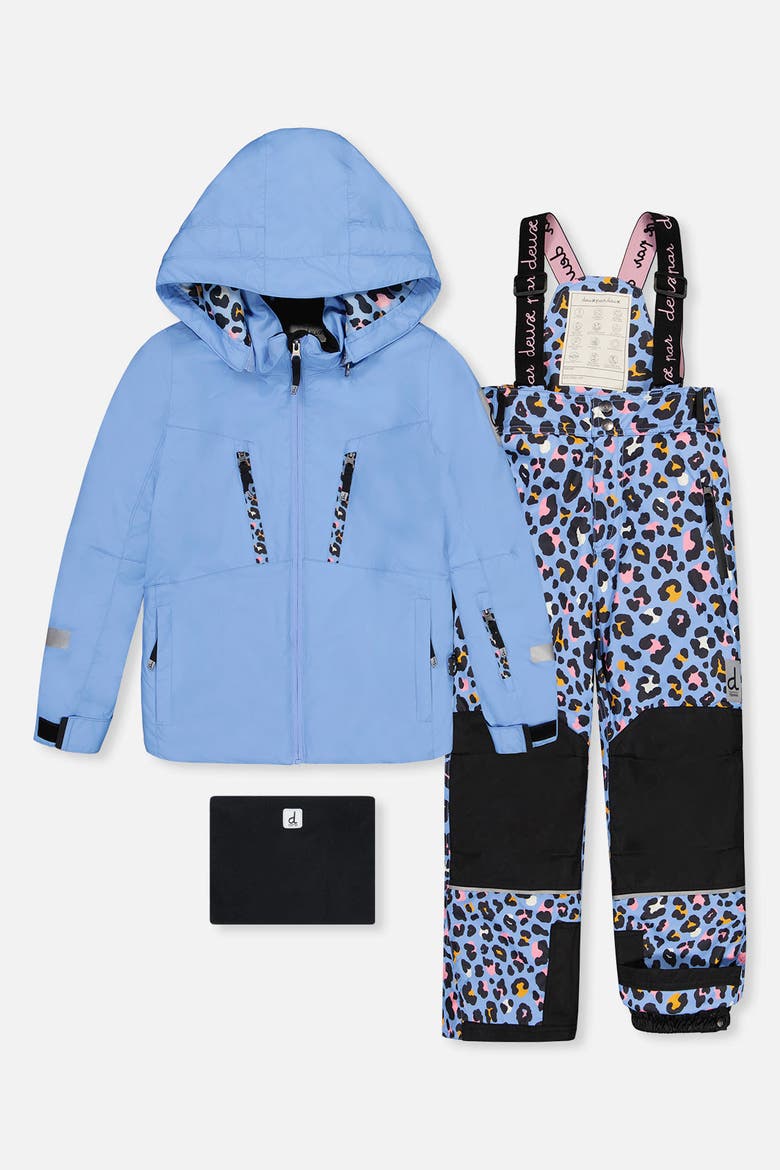 Teknik Expandable Sleeve Reinforced Jacket & Leopard Pants Two Piece Snowsuit, Main, color, Bright Blue-Violet