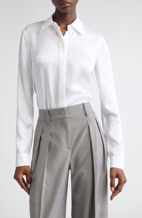 Michael Kors Collection Hansen Charmeuse Button-up Shirt In White