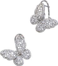 SAVVY CIE JEWELS Baguette Butterfly Stud Earrings