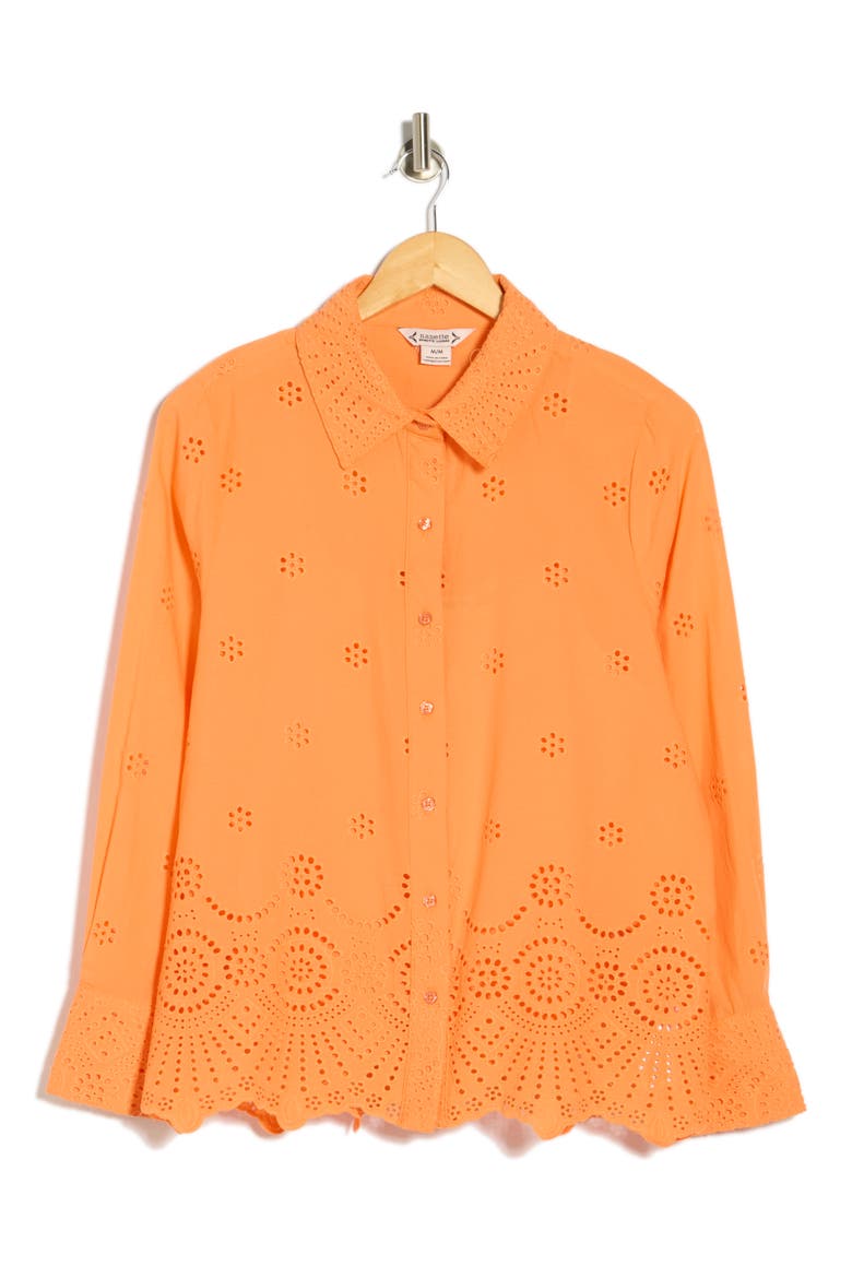 Long Sleeve Eyelet Top, Main, color, AUTUMN SUNSET