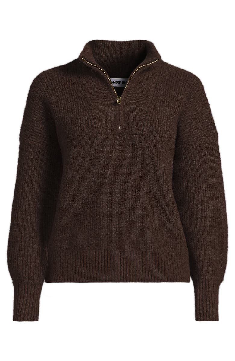 Lands' End Fuzzy Wedged Quarter Zip Sweater, Alternate, color, 