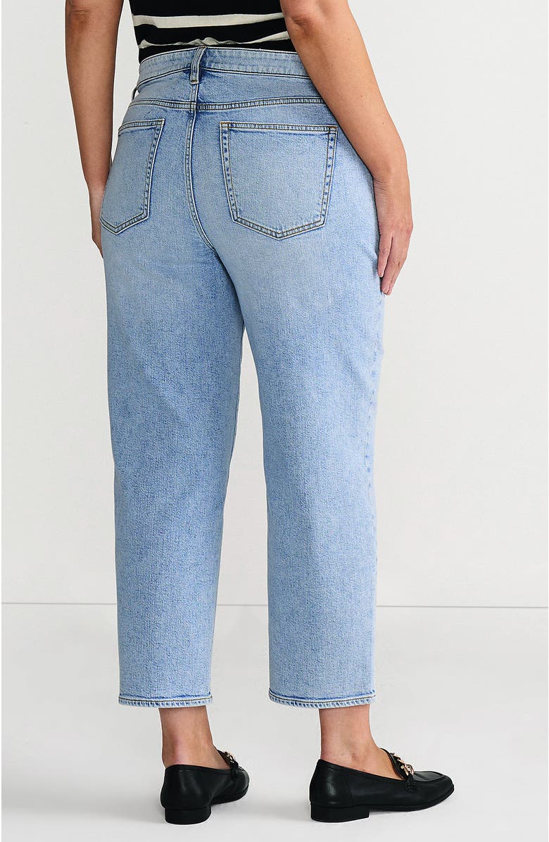 Lands' End Soft Denim Mid Rise Relaxed Straight Crop Jeans, Alternate, color, Harlow Blue Wash