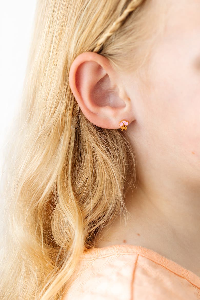 Girls' Balloon Flatback Stud Hypoallergenic Earrings, Alternate, color, Pink