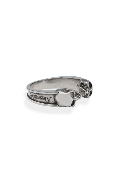Alexander Mcqueen Skull Mcqueen Ring In Palladium