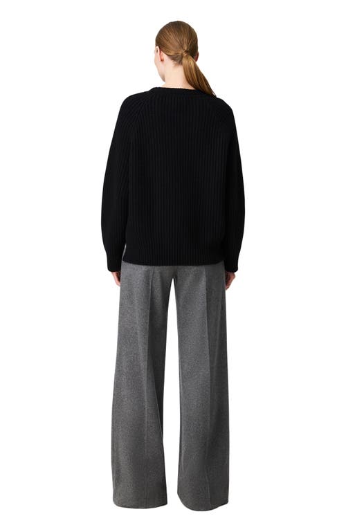 Another Tomorrow Oversized Luxe Crewneck In Black
