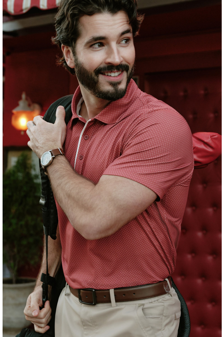 Clubhouse Performance Polo, Alternate, color, Red Brickline