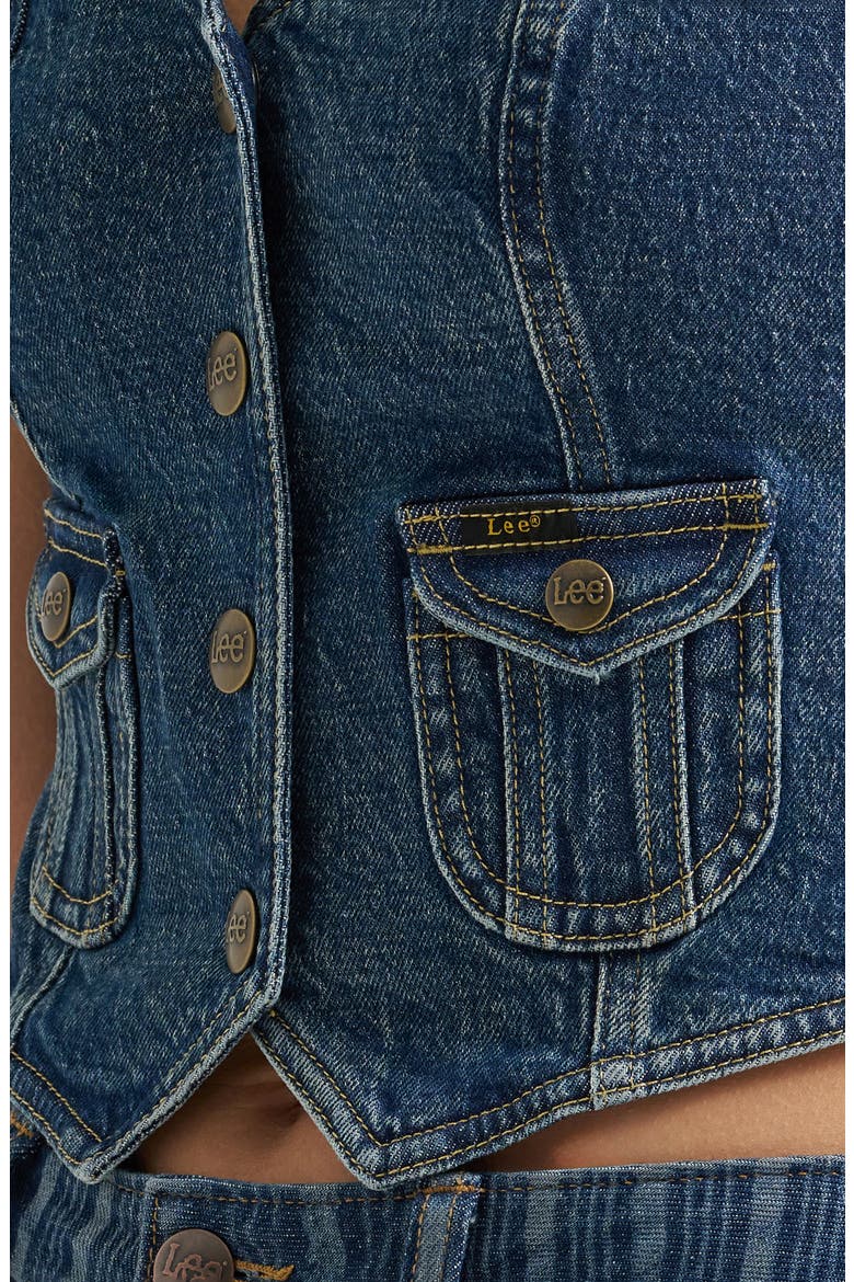 Patch Pocket Denim Vest, Alternate, color, BY THE BOOK