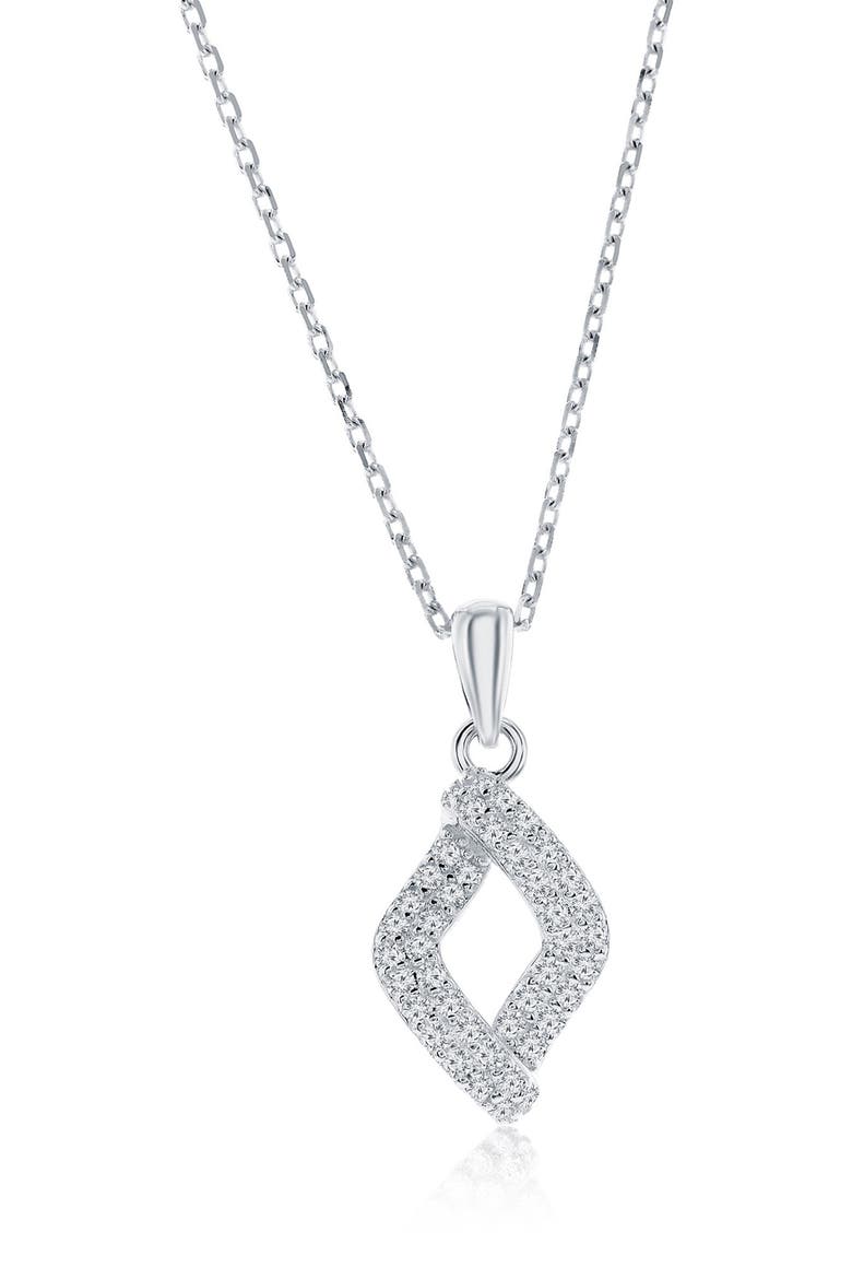 Pavé Cubic Zirconia Marquise Stud Earrings & Pendant Necklace Set, Alternate, color, SILVER