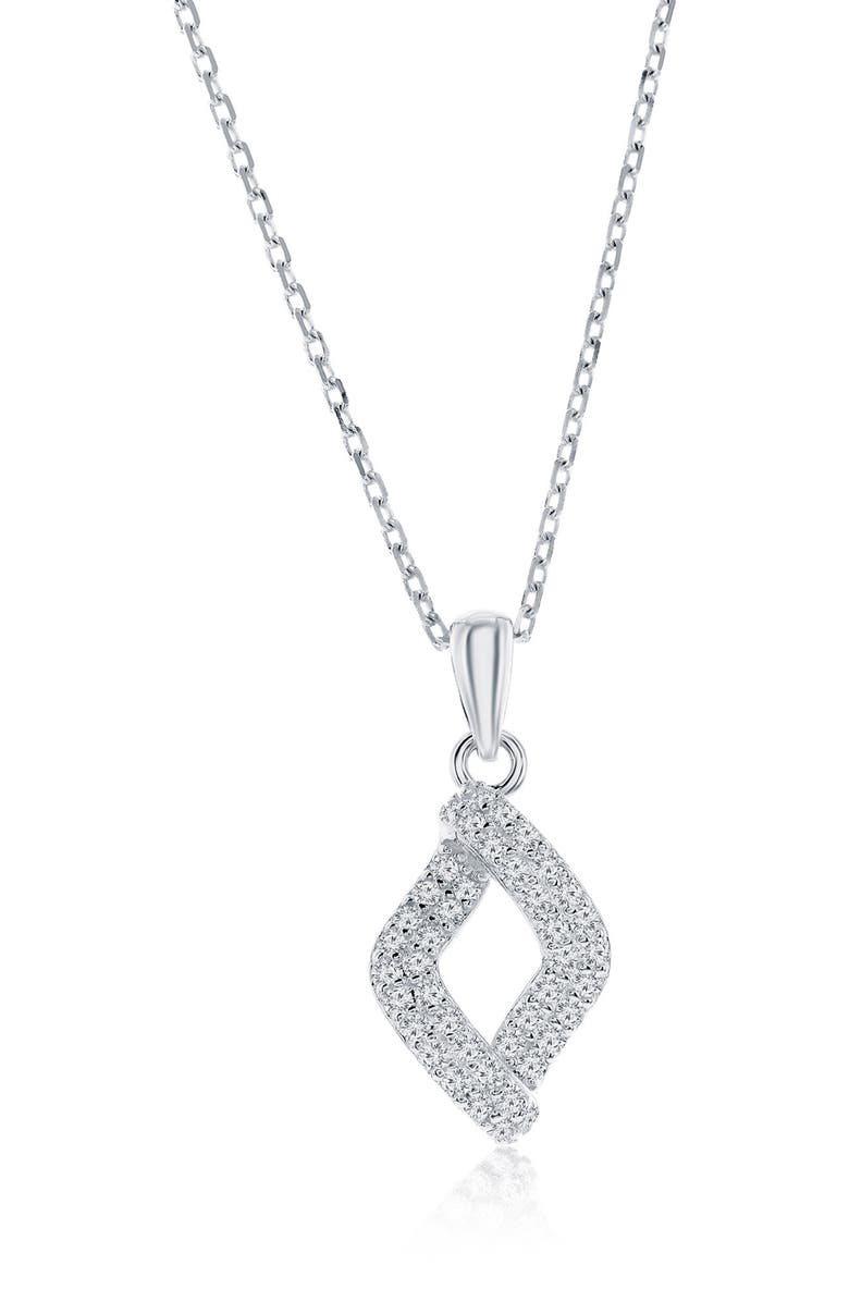 SIMONA Pavé Cubic Zirconia Marquise Stud Earrings & Pendant Necklace Set, Alternate, color, Silver