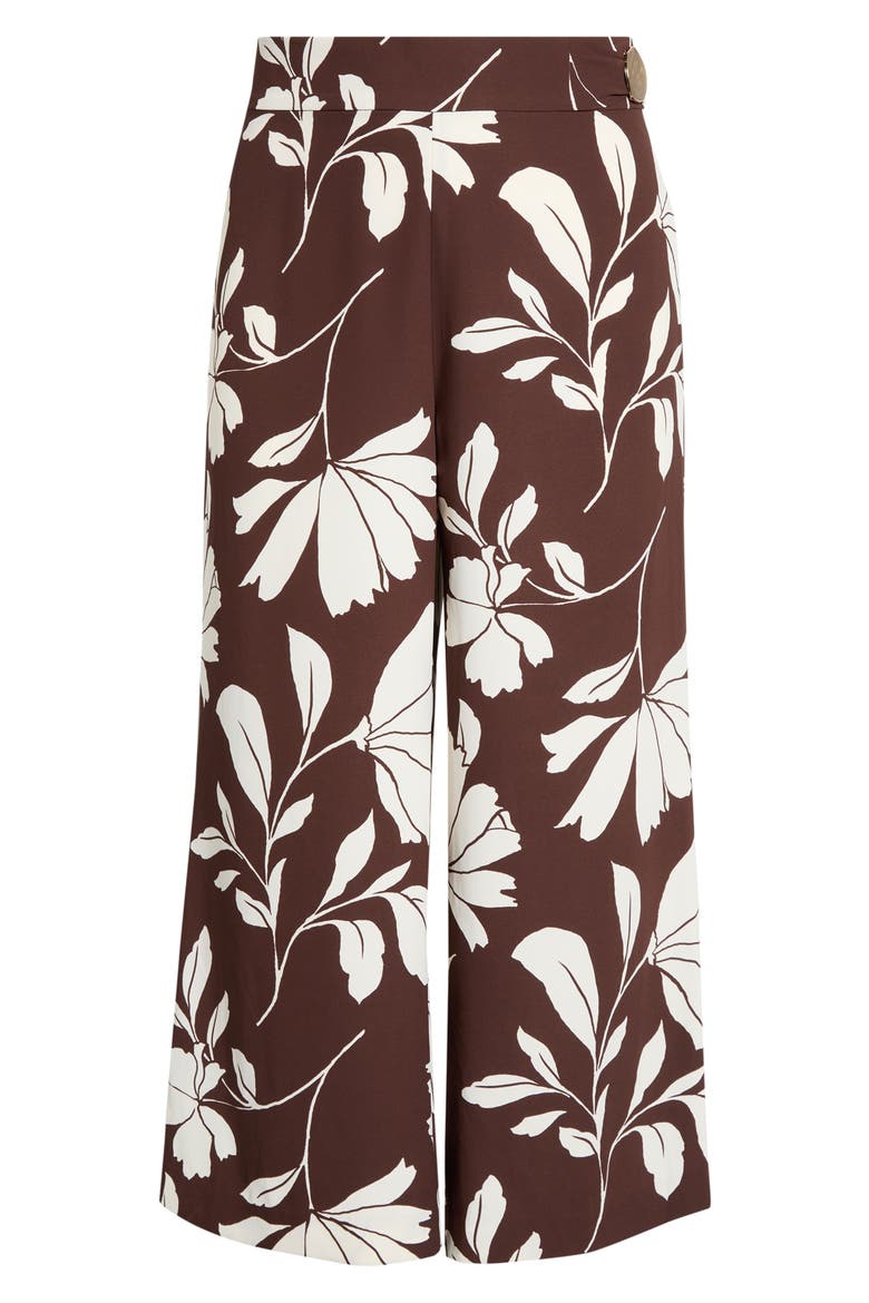 Floral High Waist Crop Wide Leg Pants, Alternate, color, DK CHOC/ WHT DV