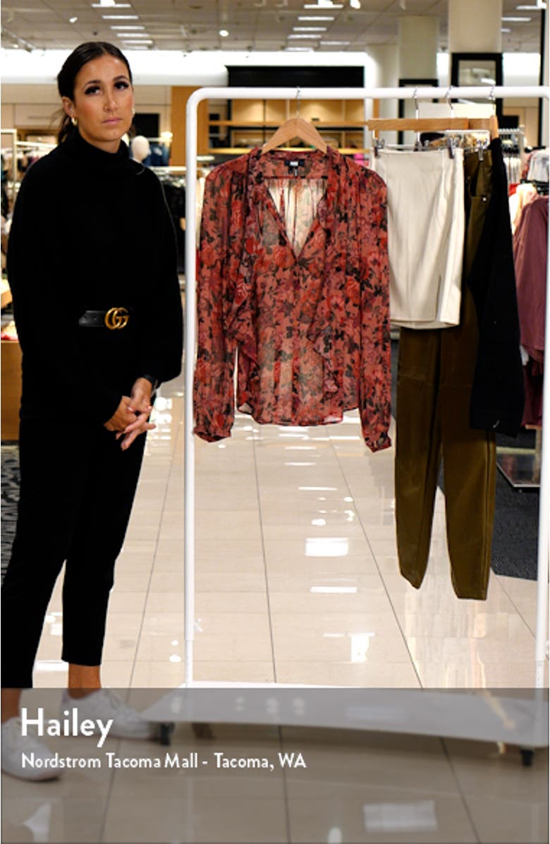 Elynne Ruffle Floral Silk Button-Up Blouse, sales video thumbnail