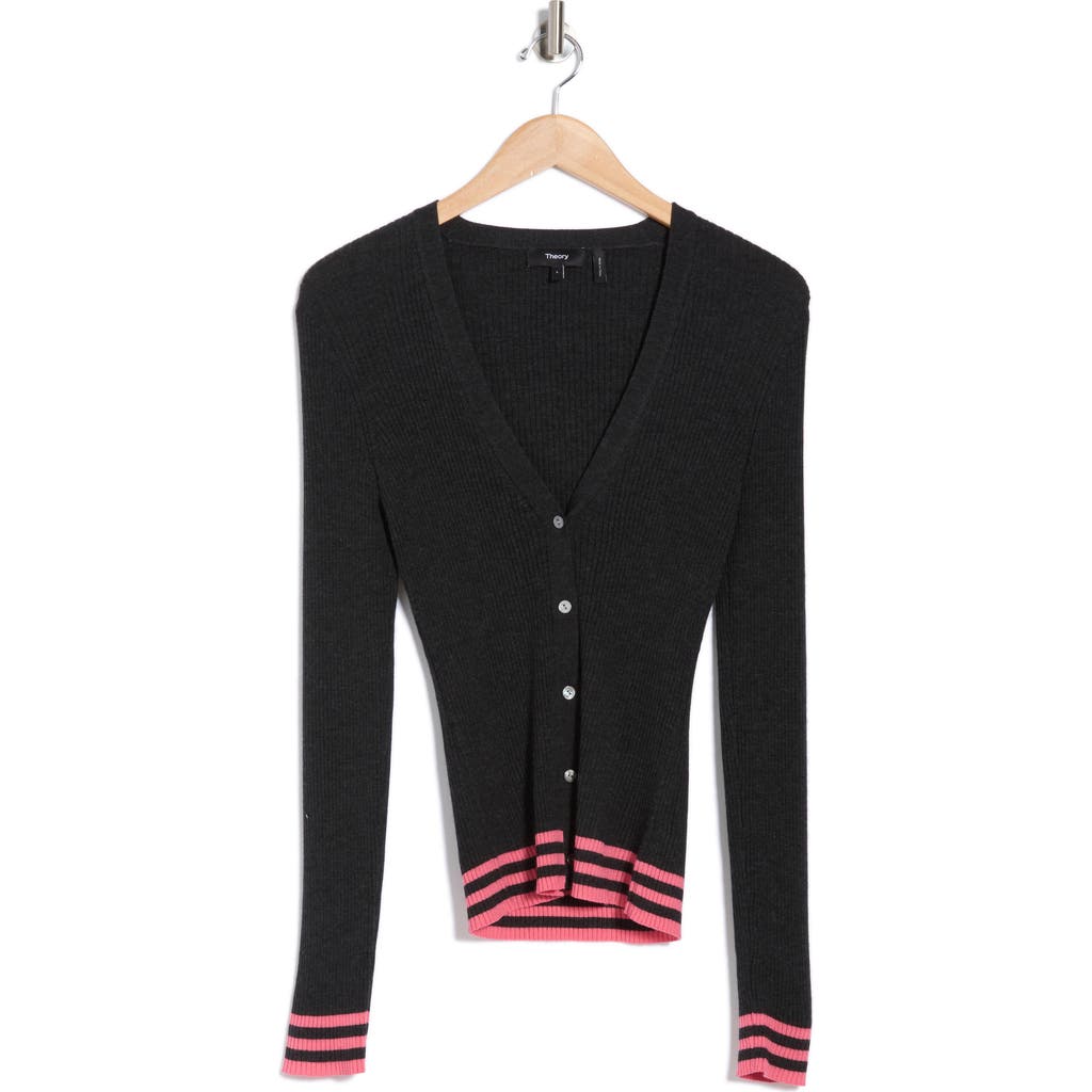 Theory Regal Stripe Tipped Wool Cardigan