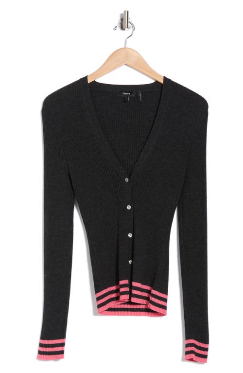 Theory Regal Stripe Tipped Wool Cardigan In Gold