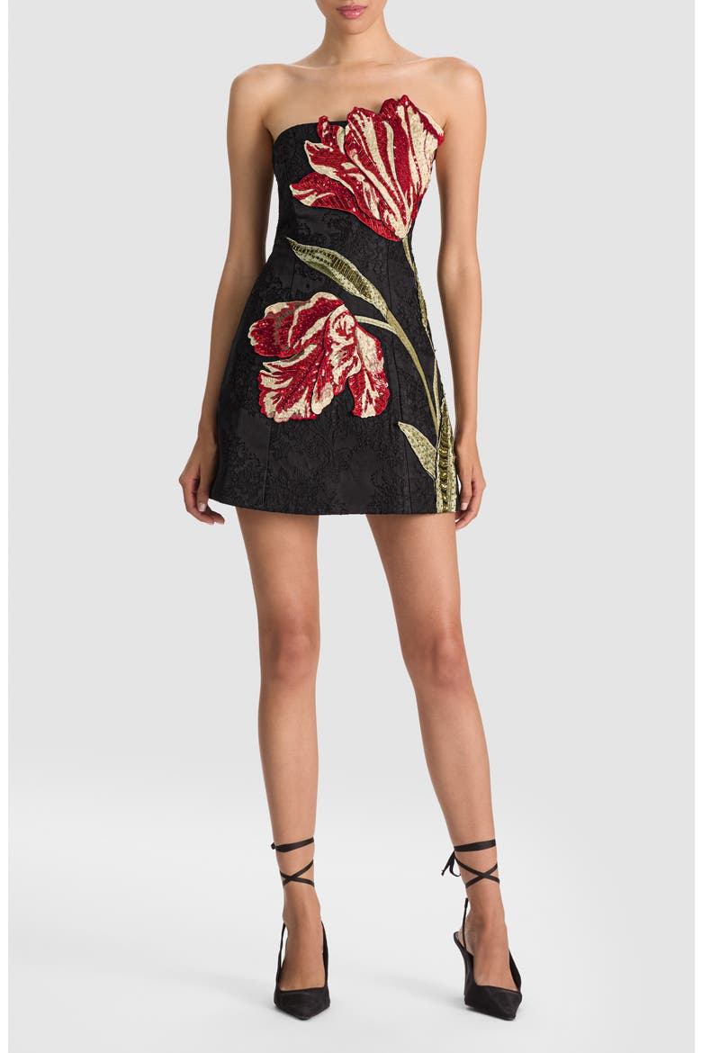 Katia Embellished Strapless Minidress, Main, color, SOFT TULIP BLACK