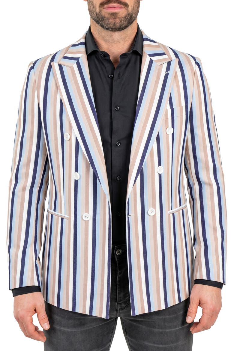 Socrate Striped Double Breasted Sport Coat, Main, color, MULTI