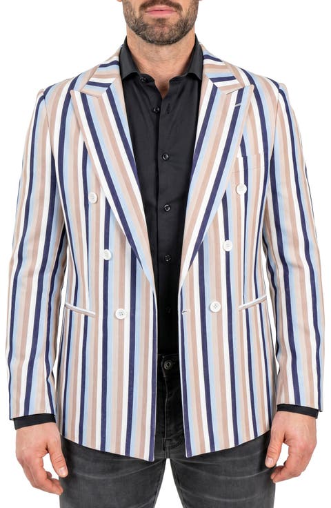 Socrate Striped Double Breasted Sport Coat