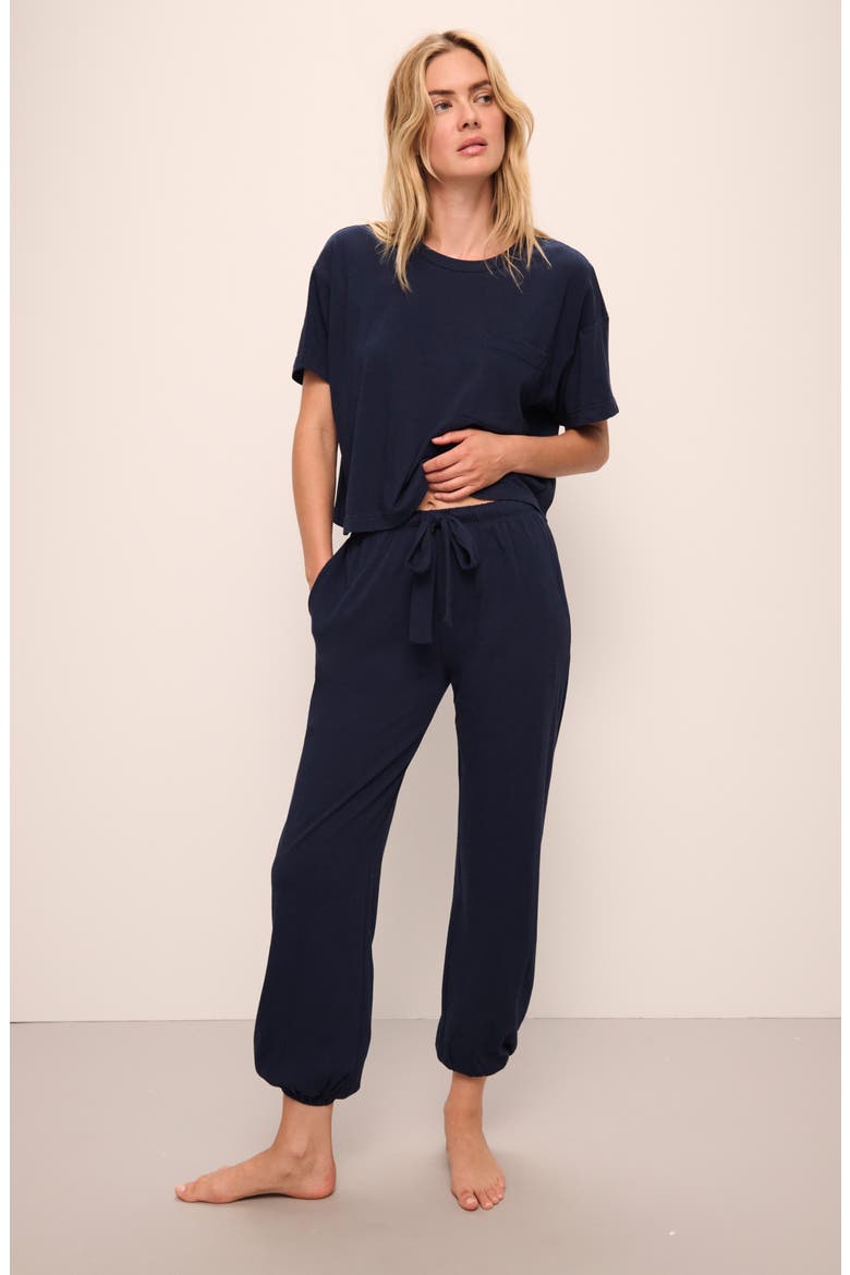 Solid Crop Pajama Pants, Alternate, color, NAVY