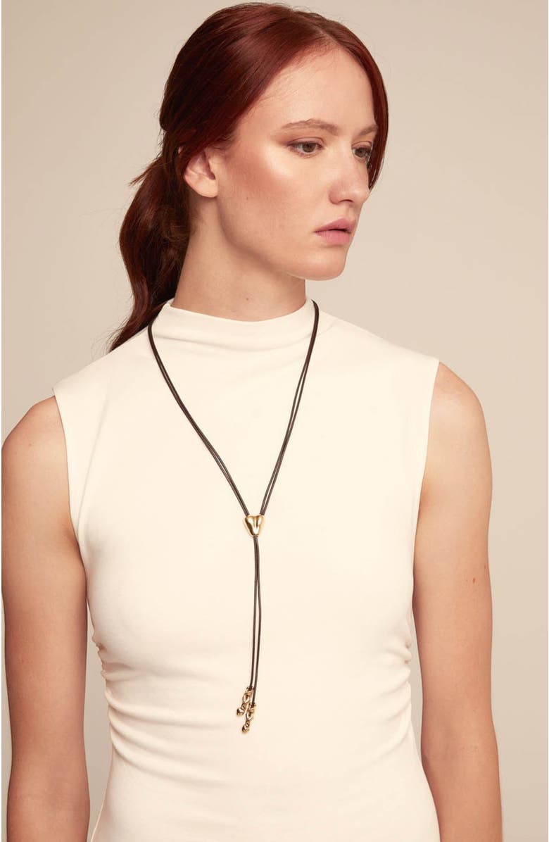 UNODE50 Heartline Leather Necklace, Alternate, color, Gold