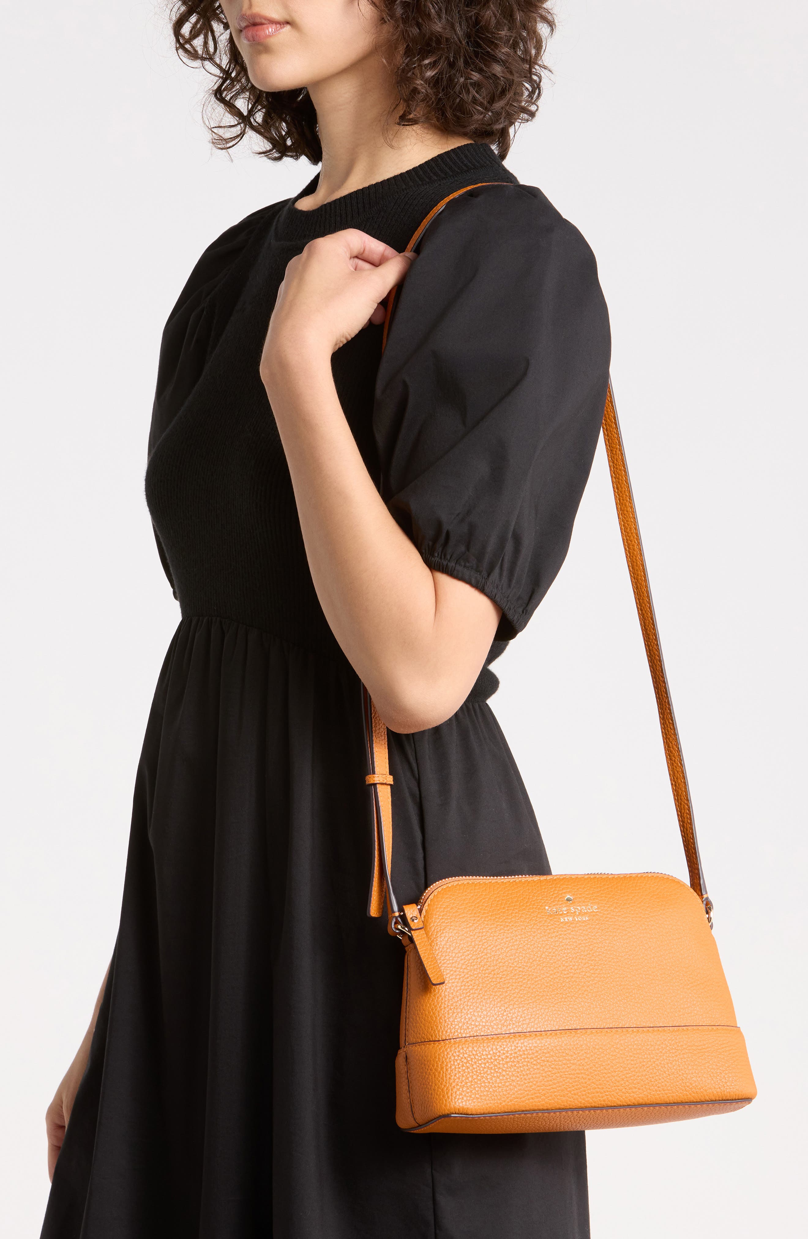 southport ave hannah leather crossbody bag, Alternate, color, ORANGE JASPER