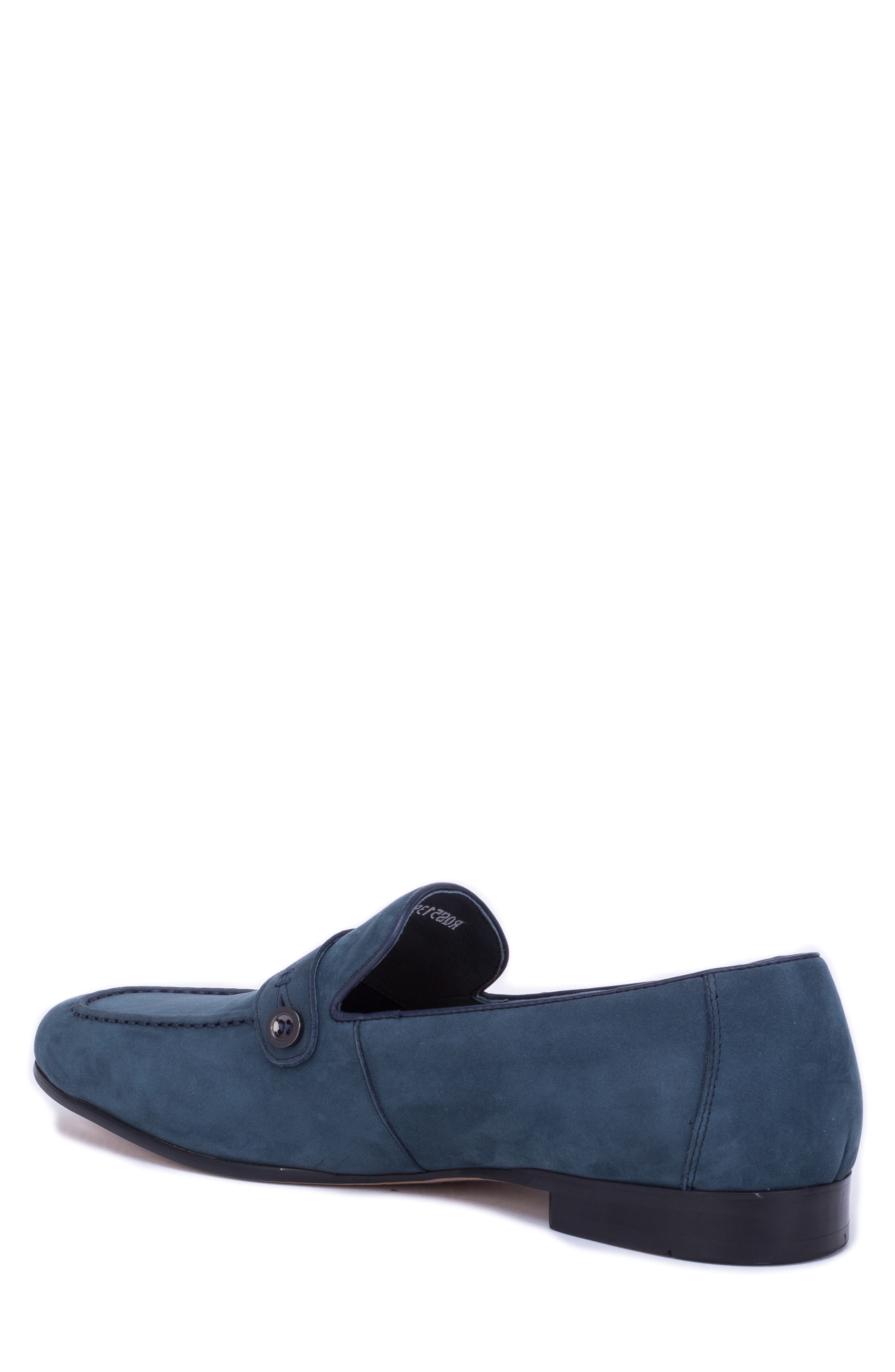 Norris Button Loafer, Alternate, color, BLUE LEATHER