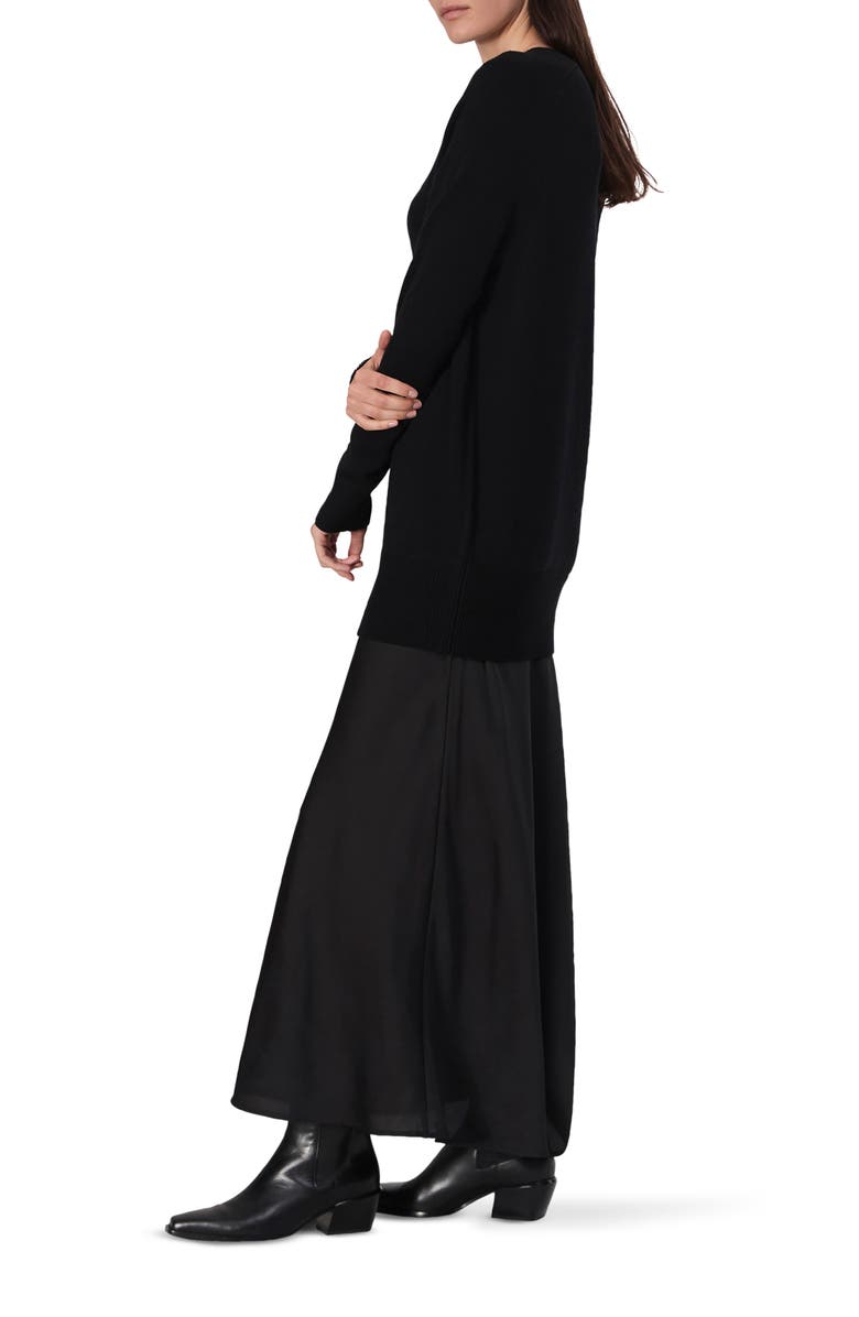 rag & bone Millie Long Sleeve Mixed Media Wool Blend Sweater Dress, Alternate, color, Black