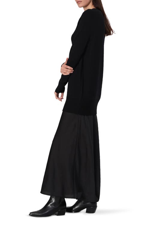 Rag & Bone Millie Long Sleeve Mixed Media Wool Blend Sweater Dress In Black