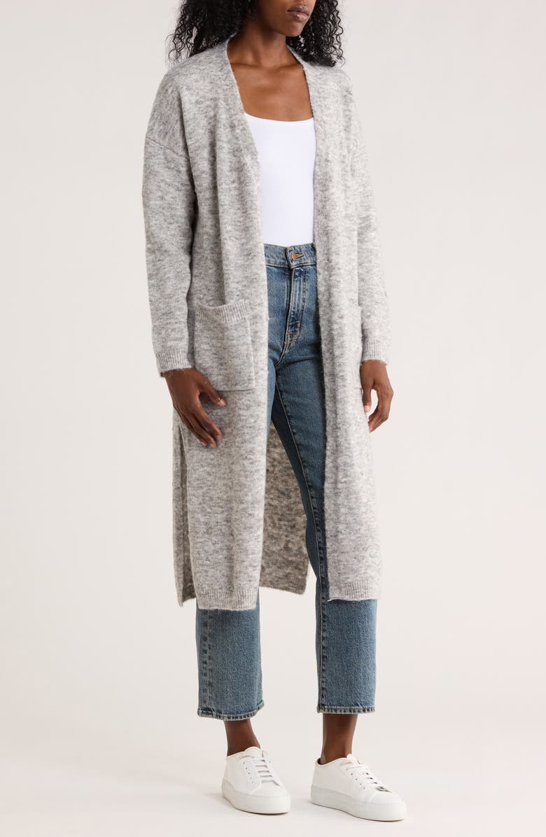 Love Token Dotti Open Front Cardigan, Main, color, Grey