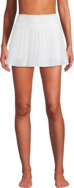 Lands' End High Waisted Pleated Woven Swim Skort