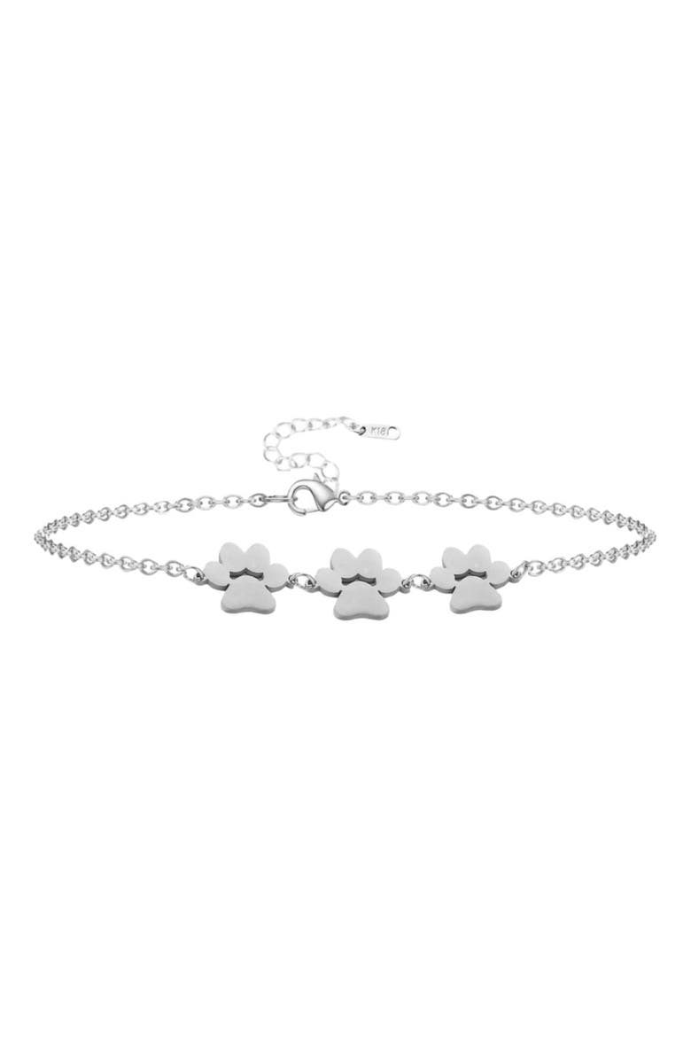 Fureverly Three Paw Print Bracelet for Pet Lovers, Main, color, Silver