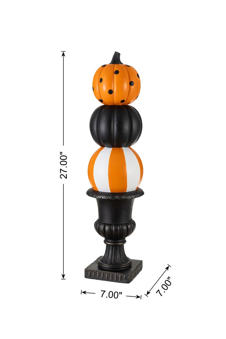27"H Halloween MGO Stacked Pumpkin with Black Urn Porch Decor, Alternate, color, Black