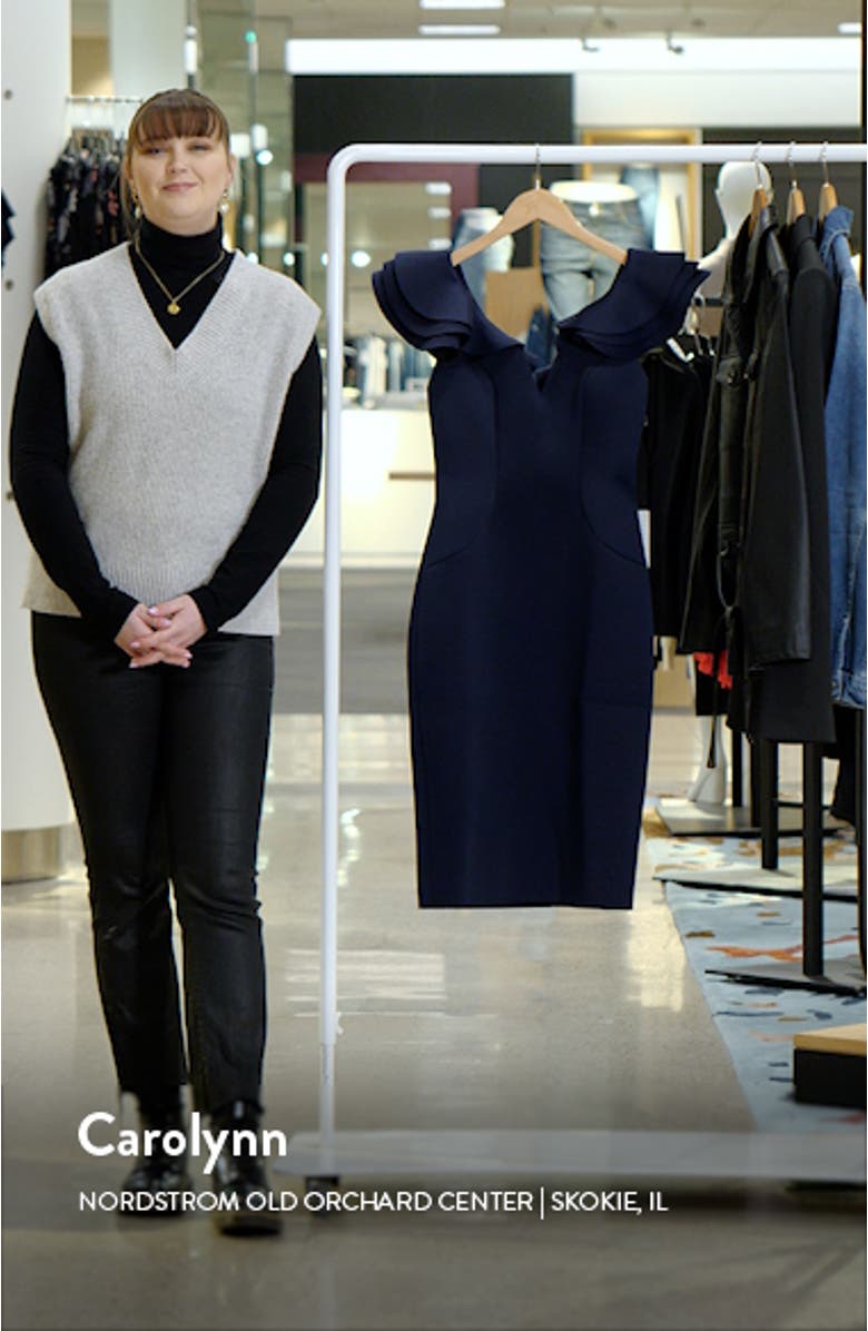 Ruffle Shoulder Sleeveless Cocktail Dress, sales video thumbnail