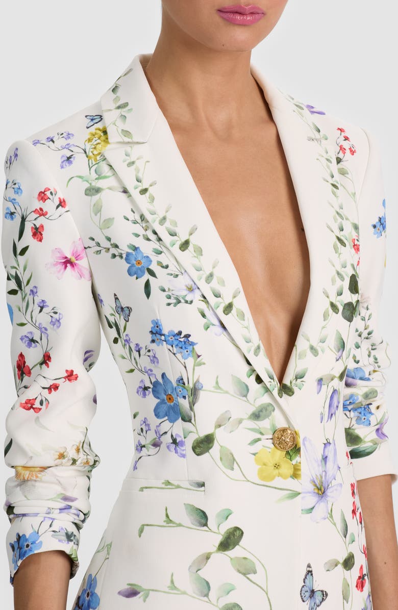 Alice + Olivia Breann Floral Print Blazer, Alternate, color, Twisting Vines Off White
