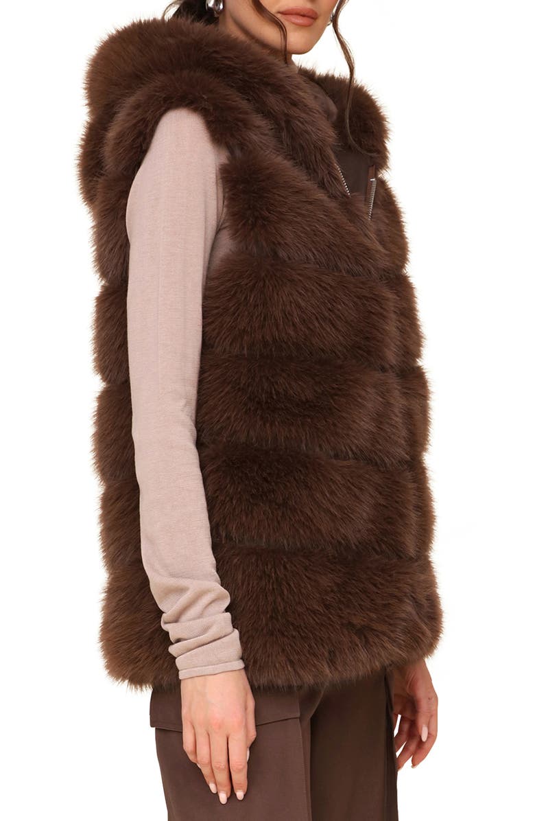 Avec Les Filles Faux Fur & Faux Leather Hooded Zip Vest, Alternate, color, 