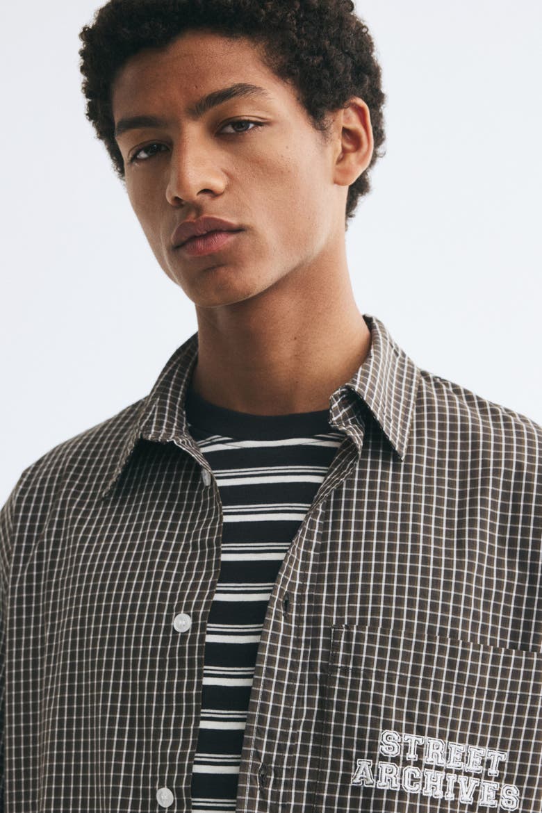 Relaxed-Fit Printed Cotton Poplin Shirt, Alternate, color, Khaki green/Street Archives