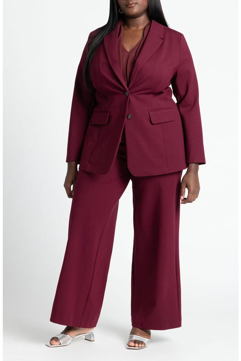 The Ultimate Stretch Long Two Button Blazer, Alternate, color, MAROON BANNER