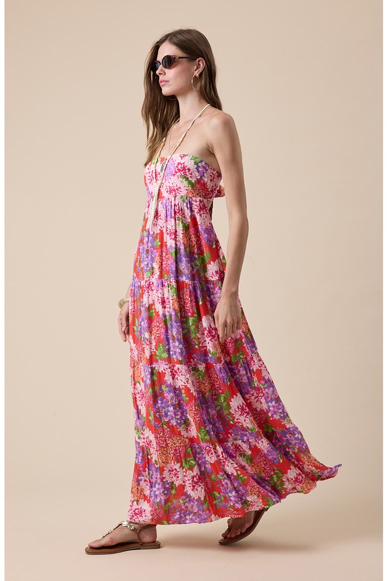 Strapless Open Back Maxi Dress, Alternate, color, RED