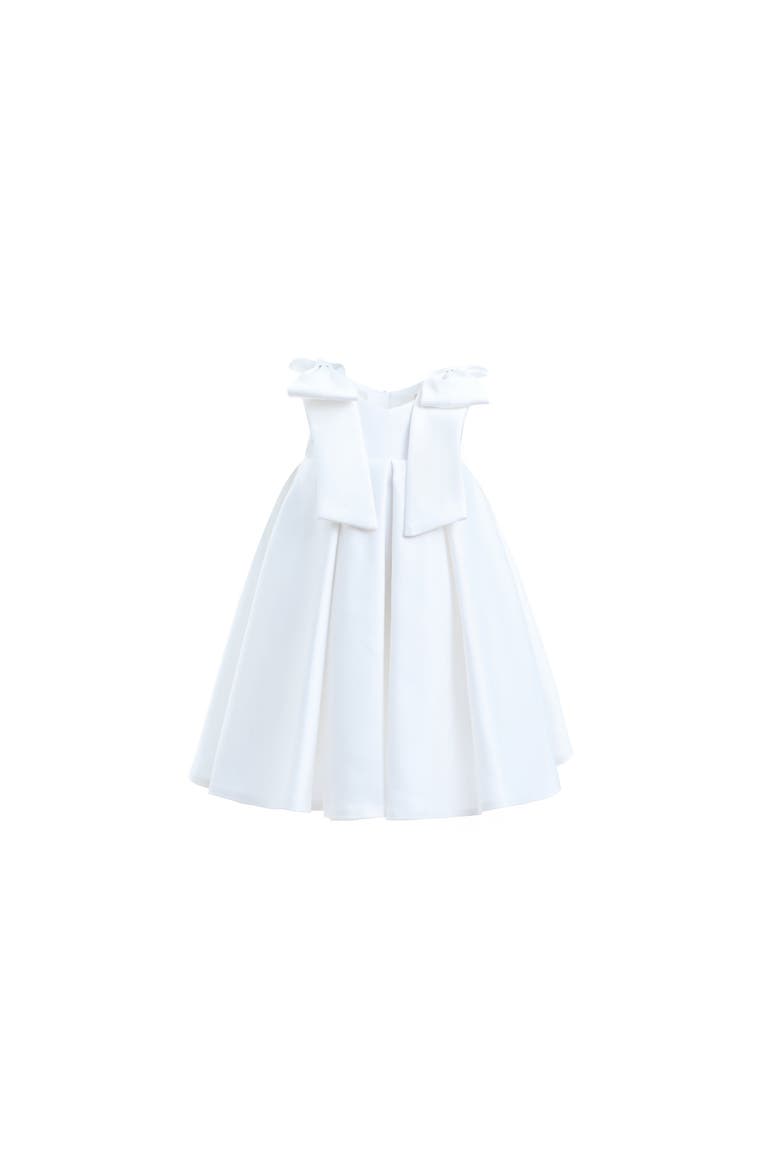 Palermo Satin Bow Pleated Dress, Main, color, White