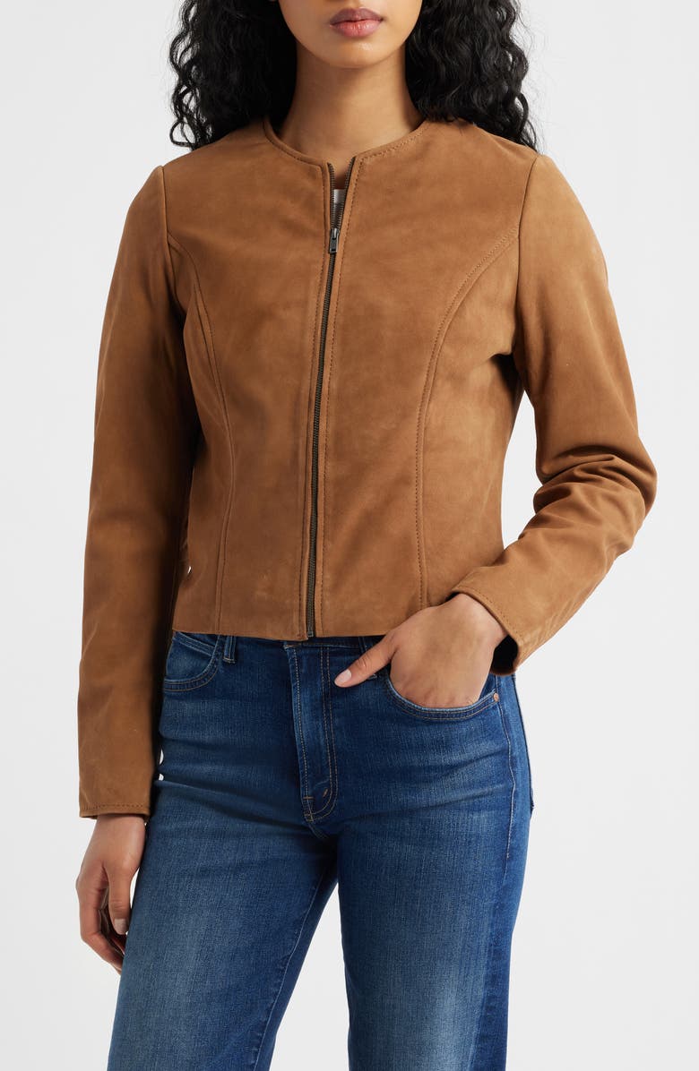 MAURITIUS Quynn Suede Jacket, Alternate, color, Dark Camel