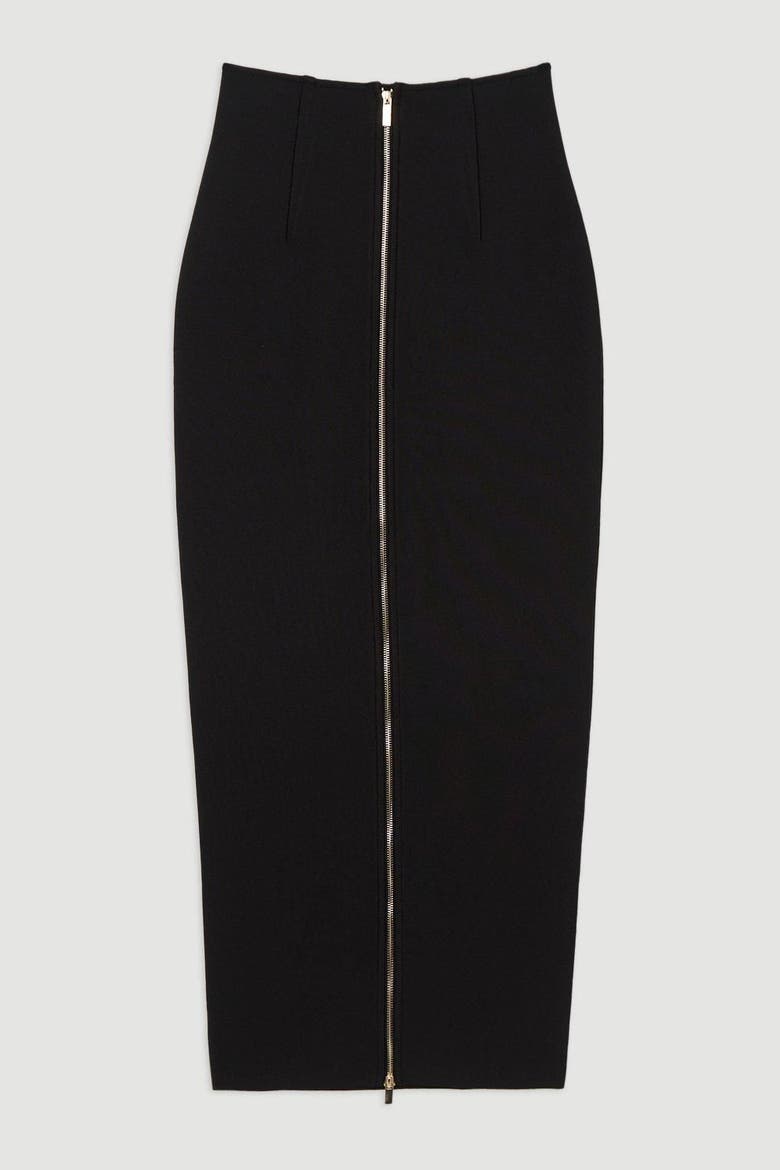 Figure Form Zip Maxi Skirt, Alternate, color, Black