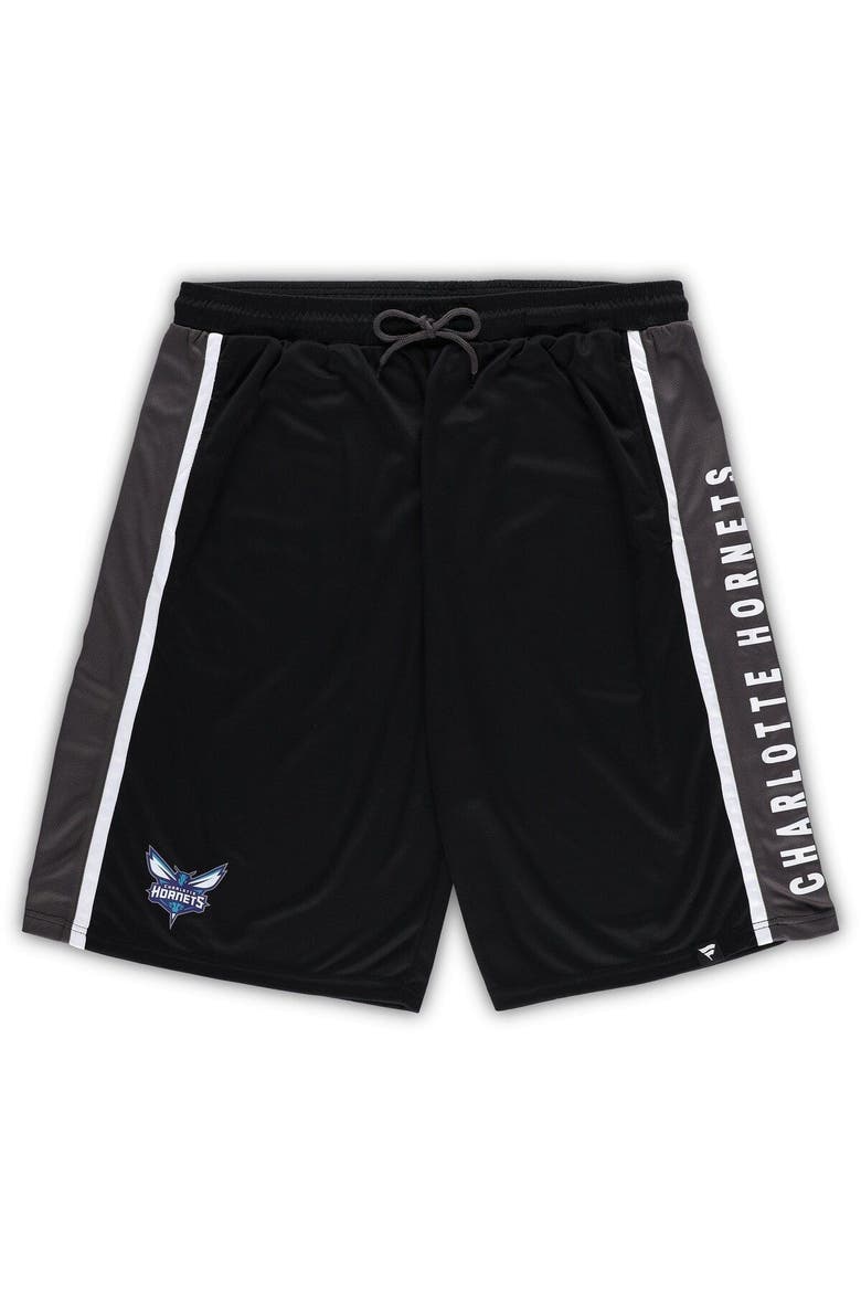Men's Fanatics Branded Black Charlotte Hornets Big & Tall Referee Iconic Mesh Shorts, Main, color, Black