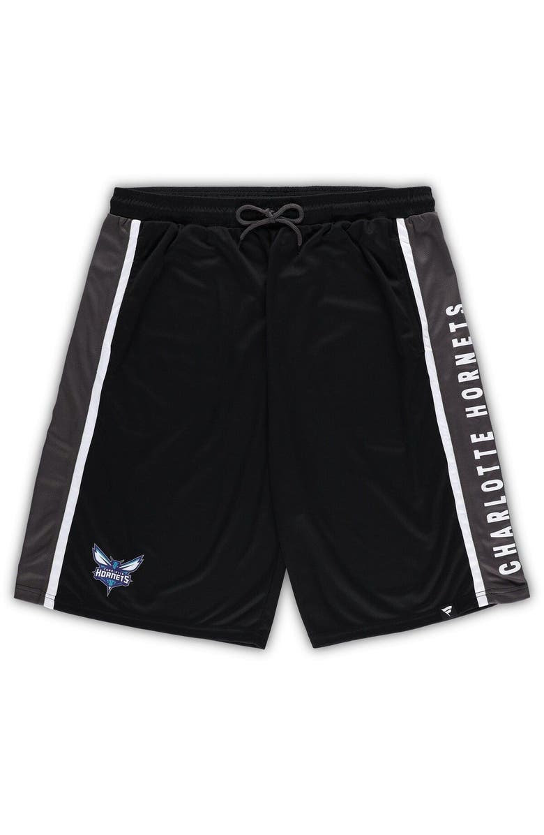 FANATICS Men's Fanatics Branded Black Charlotte Hornets Big & Tall Referee Iconic Mesh Shorts, Main, color, Black