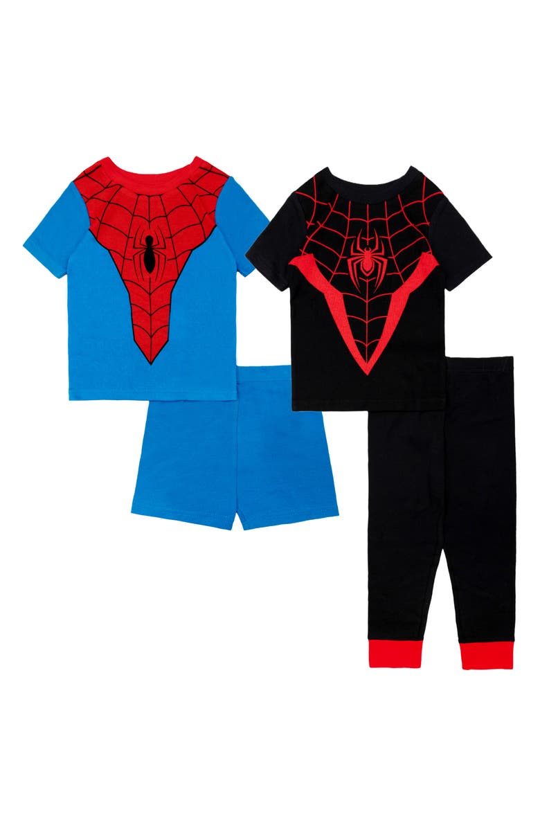 AME Kids' Assorted 2-Pack Spider-Man Fitted Two-Piece Pajamas, Main, color, Black