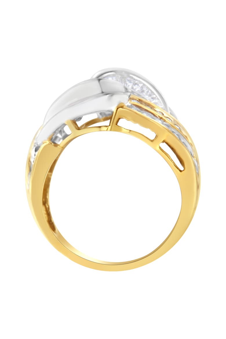 10KT Two-Toned Gold 1.0 Cttw Diamond Bypass Ring, Alternate, color, Yellow