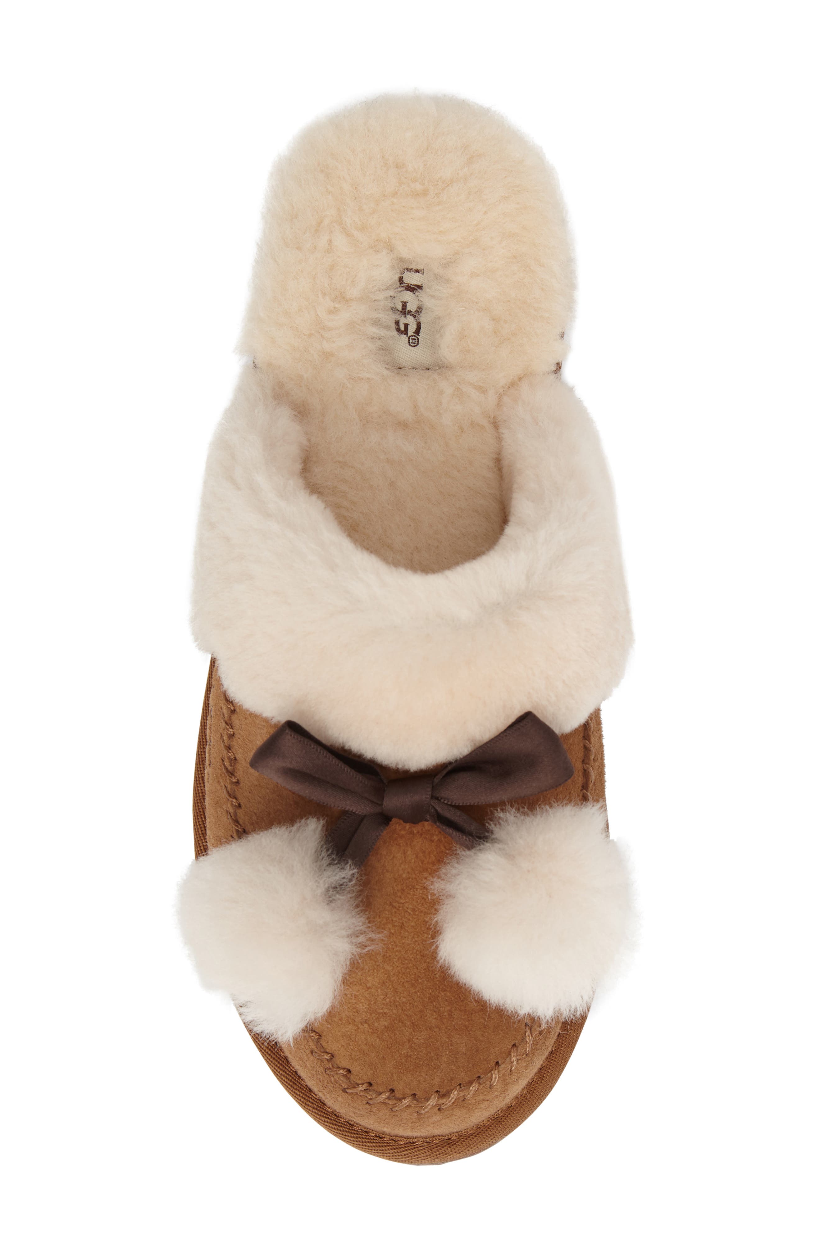 Hafnier Genuine Shearling Slipper, Alternate, color, CHESTNUT SUEDE